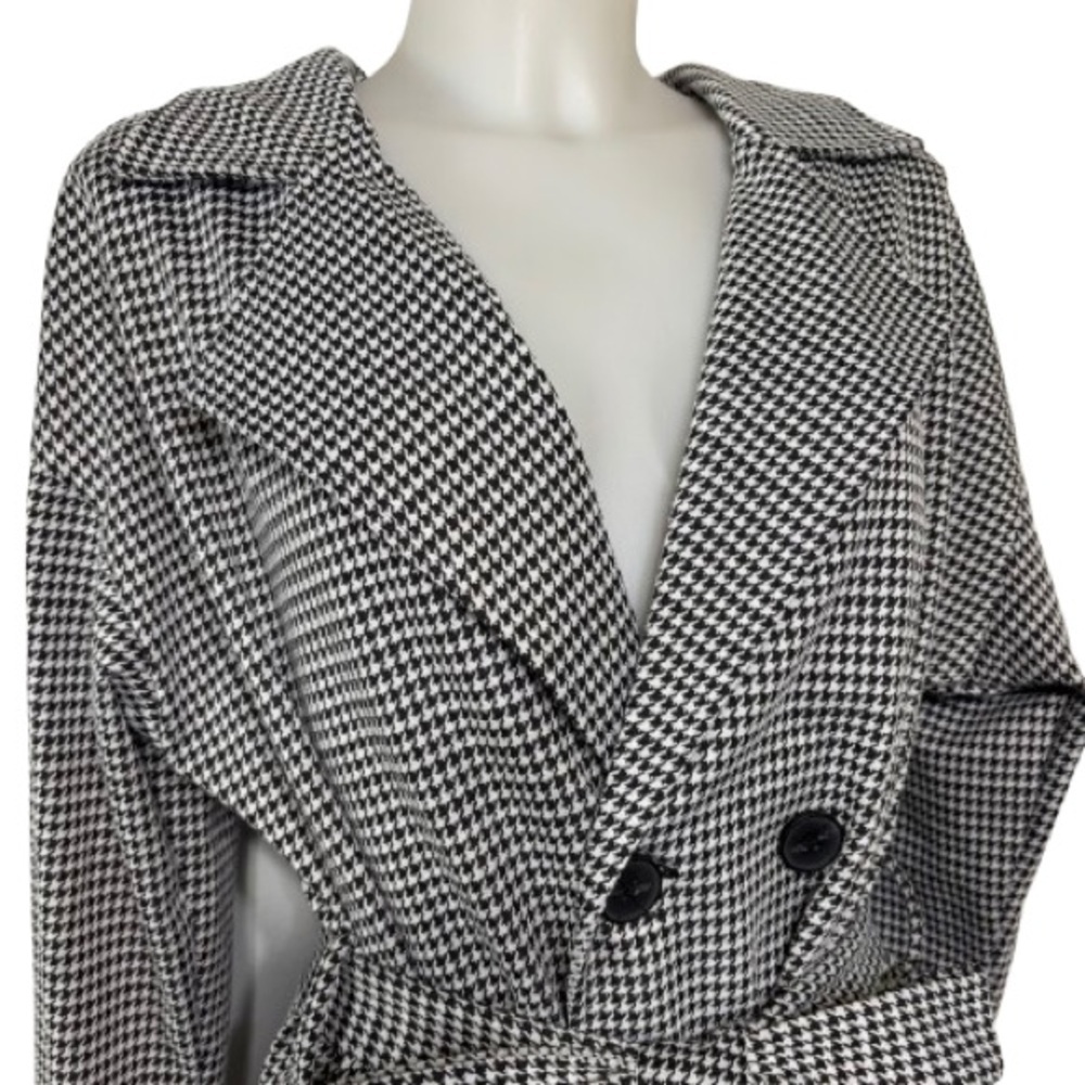 Good Hart Black/White Houndstooth Double Breasted French Coat Size M - Picture 3 of 7